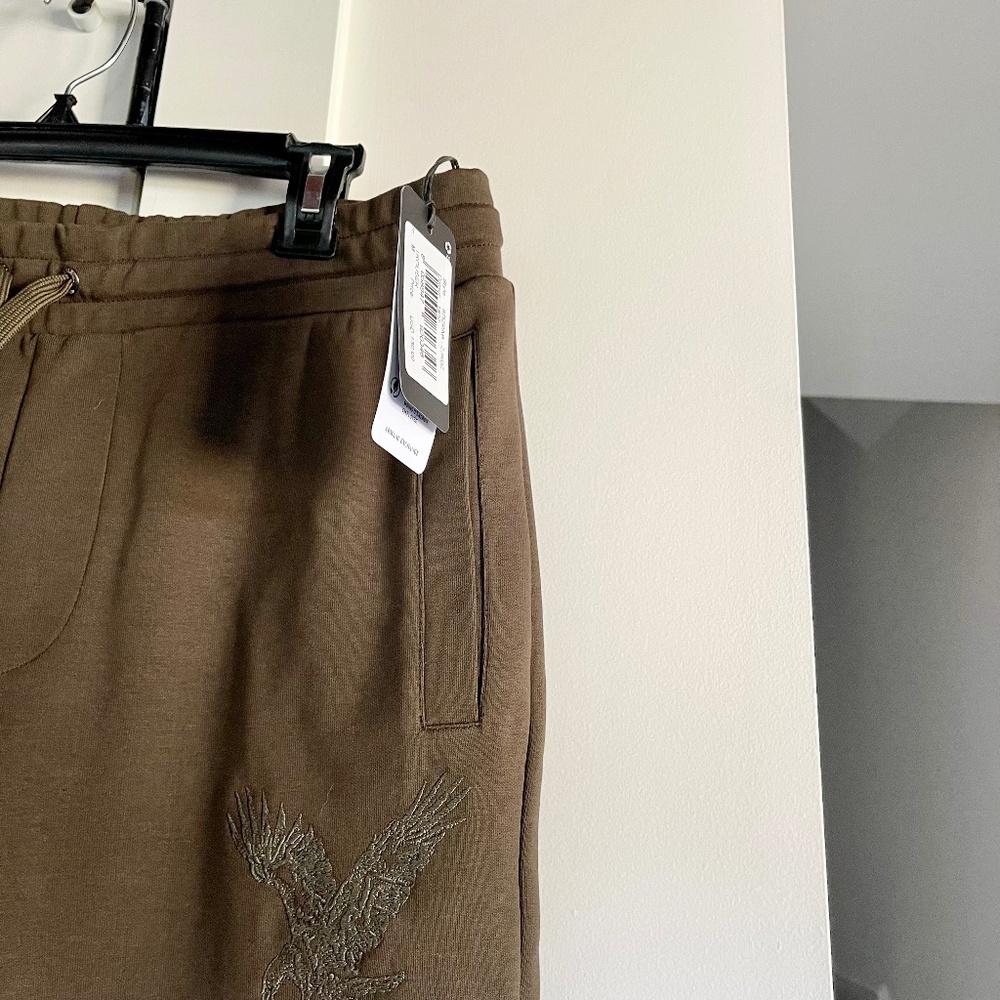 A|X Armani Exchange Men's Regular-Fit Eagle Logo Black Olive Joggers ~ Size M - Picture 7 of 11